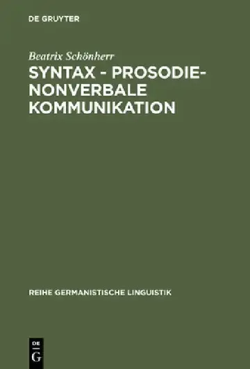 Cover of Syntax - Prosodie - nonverbale Kommunikation