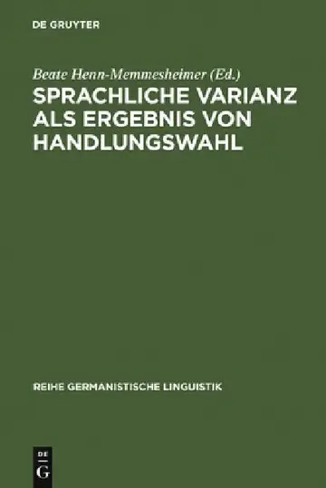 Cover of Sprachliche Varianz als Ergebnis von Handlungswahl