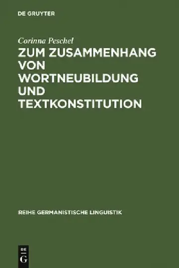 Cover of Zum Zusammenhang Von Wortneubildung Und Textkonstitution