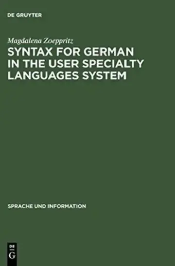 Cover of Syntax for German in the User Specialty Languages System