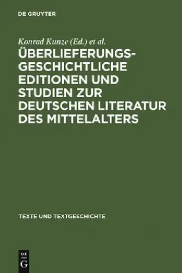 Cover of Überlieferungsgeschichtliche Editionen Und Studien Zur Deutschen Literatur Des Mittelalters
