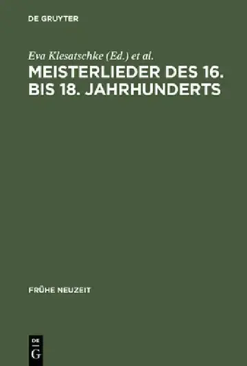 Cover of Meisterlieder des 16. bis 18. Jahrhunderts