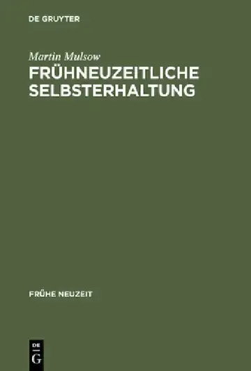Cover of Frühneuzeitliche Selbsterhaltung