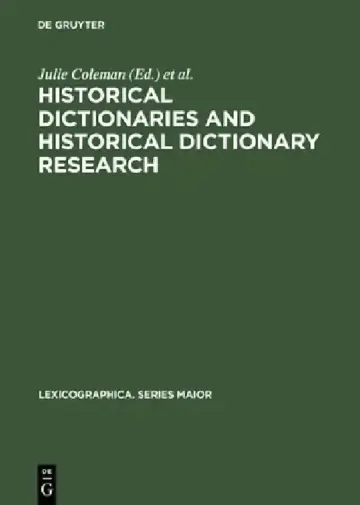 Cover of Historical Dictionaries and Historical Dictionary Research
