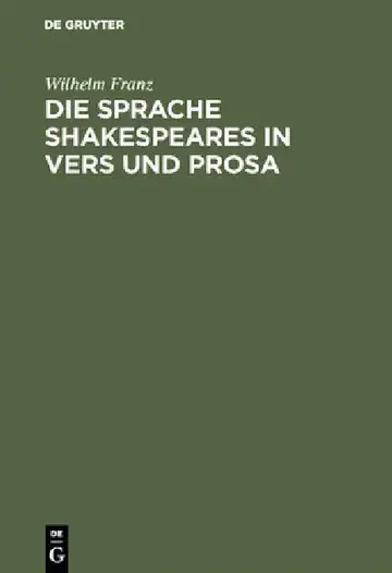 Cover of Die Sprache Shakespeares in Vers und Prosa