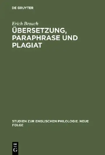 Cover of Übersetzung, Paraphrase Und Plagiat