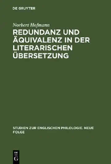 Cover of Redundanz Und Äquivalenz in Der Literarischen Übersetzung