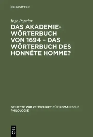 Cover of Das Akademiewörterbuch von 1694 - das Wörterbuch des Honnête Homme?