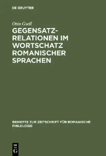 Cover of Gegensatzrelationen im Wortschatz romanischer Sprachen
