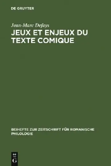 Cover of Jeux et enjeux du texte comique