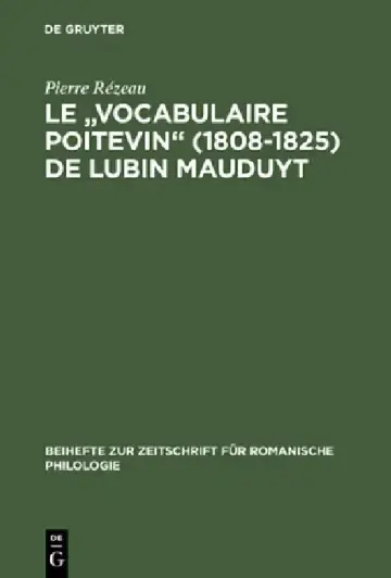 Cover of Le "Vocabulaire Poitevin" (1808 1825) de Lubin Mauduyt