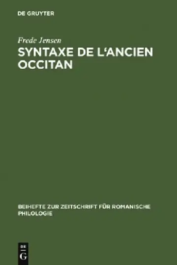 Cover of Syntaxe de l'ancien occitan