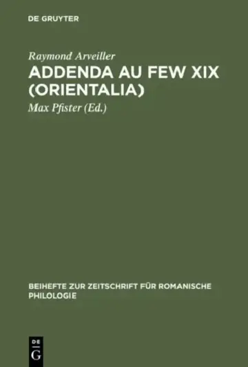 Cover of Addenda au FEW XIX (Orientalia)