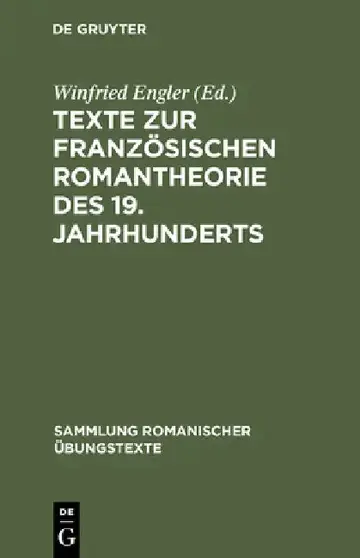 Cover of Texte Zur Französischen Romantheorie Des 19. Jahrhunderts