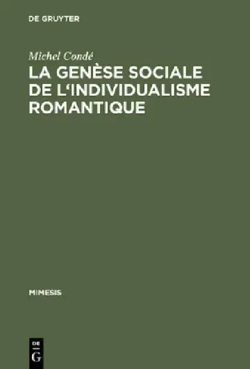 Cover of La Genese Sociale de L'Individualisme Romantique