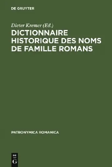 Cover of Dictionnaire Historique Des Noms de Famille Romans