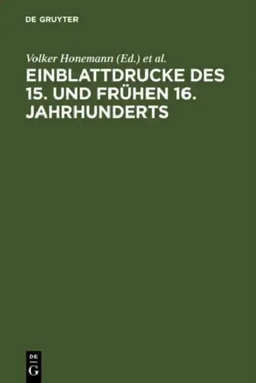 Cover of Einblattdrucke des 15. und frühen 16. Jahrhunderts