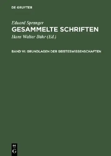 Cover of Gesammelte Schriften, Band VI, Grundlagen der Geisteswissenschaften