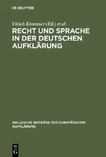 Cover of Recht Und Sprache in Der Deutschen Aufklärung