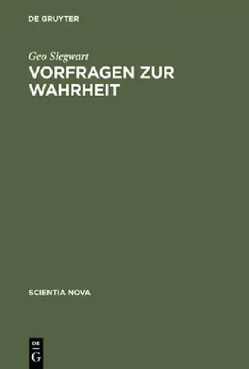 Cover of Vorfragen Zur Wahrheit