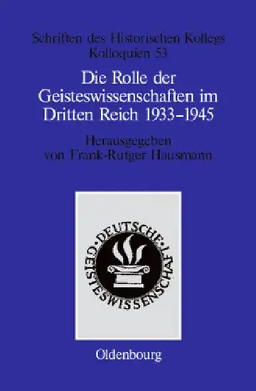 Cover of Die Rolle der Geisteswissenschaften im Dritten Reich 1933-1945