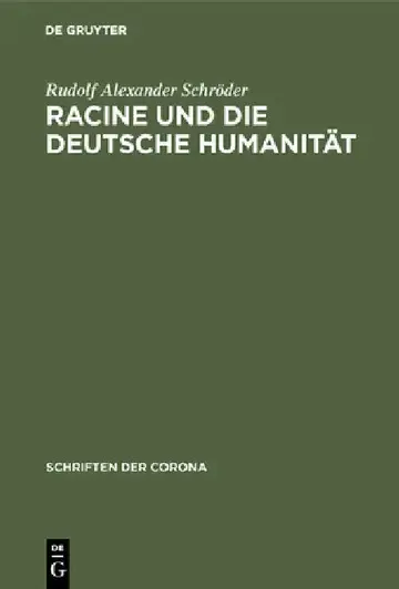 Cover of Racine Und Die Deutsche Humanität