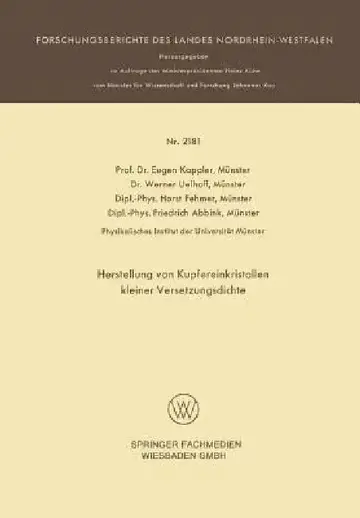 Cover of Herstellung Von Kupfereinkristallen Kleiner Versetzungsdichte