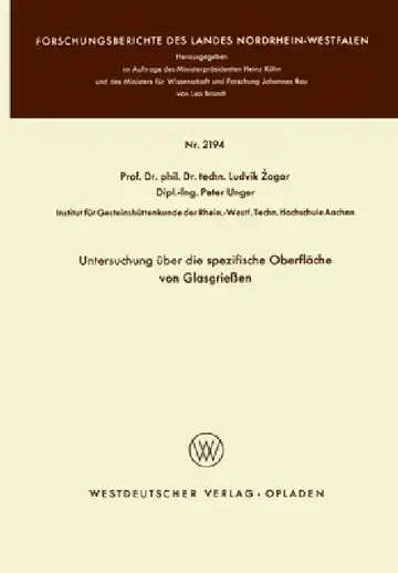 Cover of Untersuchung über die spezifische Oberfläche von Glasgrießen
