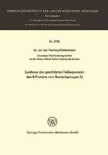 Cover of Synthese Der Geschützten Teilsequenzen Des B-Proteins Vom Bacteriophagen Fd