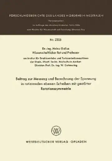 Cover of Beitrag Zur Messung Und Berechnung Der Spannungen in Rotierenden Ebenen Scheiben Mit Gestörter Rotationssymmetrie