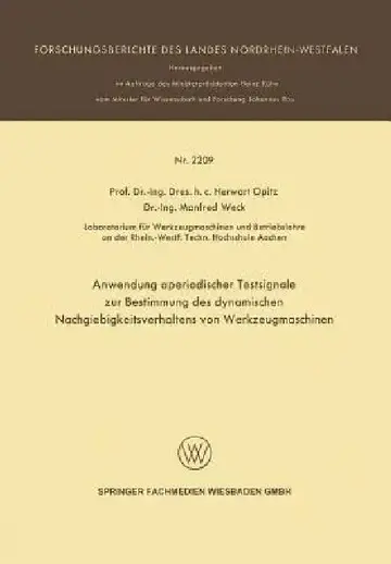 Cover of Anwendung Aperiodischer Testsignale Zur Bestimmung Des Dynamischen Nachgiebigkeitsverhaltens Von Werkzeugmaschinen