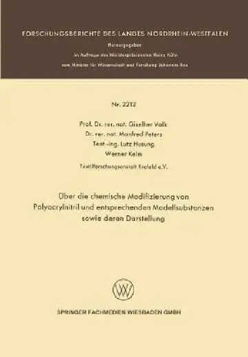 Cover of Über Die Chemische Modifizierung Von Polyacrylnitril Und Entsprechenden Modellsubstanzen Sowie Deren Darstellung