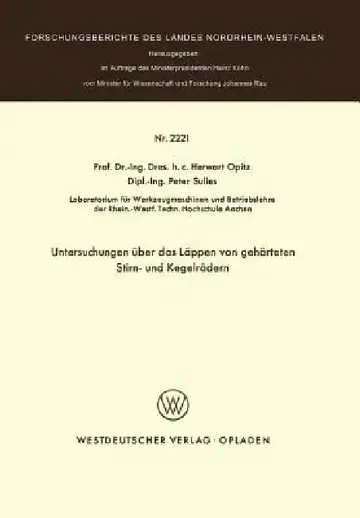 Cover of Untersuchungen Über Das Läppen Von Gehärteten Stirn- Und Kegelrädern