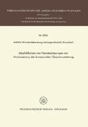 Cover of Möglichkeiten Von Vorratsplanungen Zur Verbesserung Der Kommunalen Grundausstattung