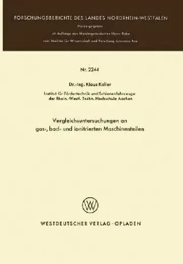 Cover of "Vergleichsuntersuchungen an Gas-, Bad- Und Ionitrierten Maschinenteilen"