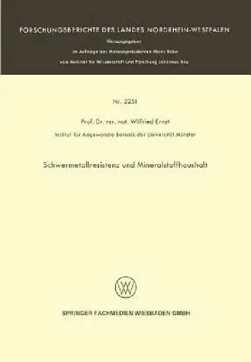 Cover of Schwermetallresistenz Und Mineralstoffhaushalt
