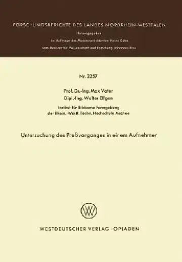 Cover of Untersuchung Des Preßvorganges in Einem Aufnehmer