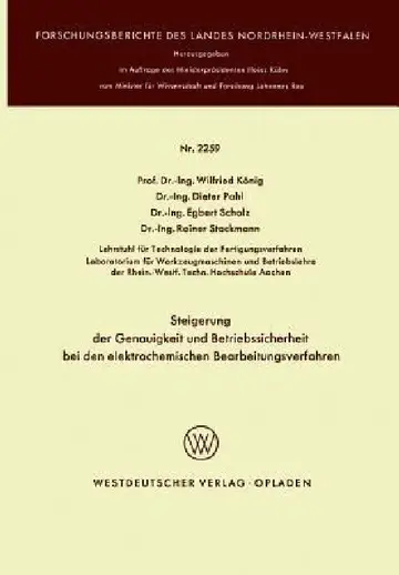 Cover of Steigerung Der Genauigkeit Und Betriebssicherheit Bei Den Elektrochemischen Bearbeitungsverfahren