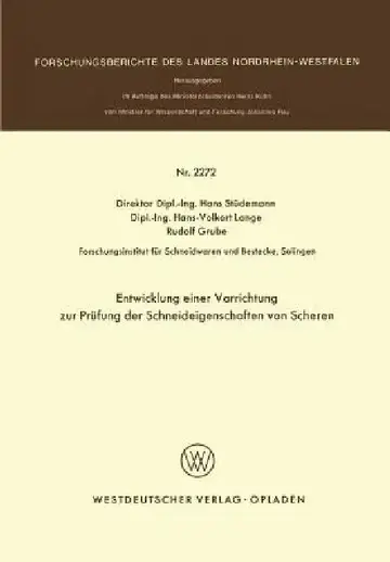 Cover of Entwicklung Einer Vorrichtung Zur Prüfung Der Schneideigenschaften Von Scheren