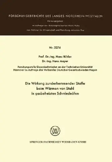 Cover of Die Wirkung Zunderhemmender Stoffe Beim Wärmen Von Stahl in Gasbeheizten Schmiedeöfen