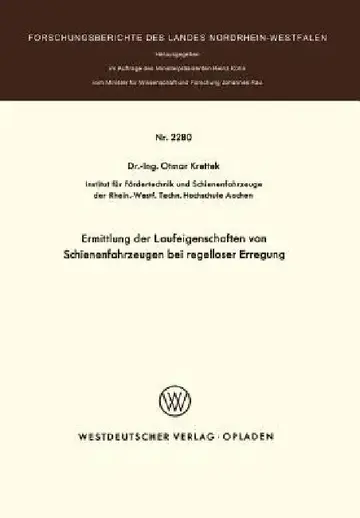 Cover of Ermittlung Der Laufeigenschaften Von Schienenfahrzeugen Bei Regelloser Erregung