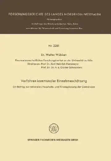 Cover of Verfahren Kommunaler Einnahmeschätzung -- Ein Beitrag Zur Rationalen Haushalts- Und Finanzplanung Der Gemeinden --