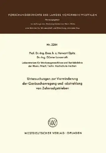 Cover of Untersuchungen Zur Verminderung Der Geräuschanregung Und -Abstrahlung Von Zahnradgetrieben