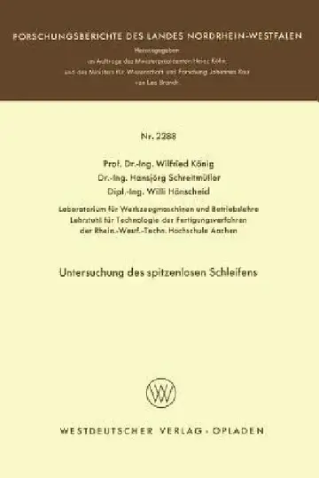 Cover of Untersuchung Des Spitzenlosen Schleifens