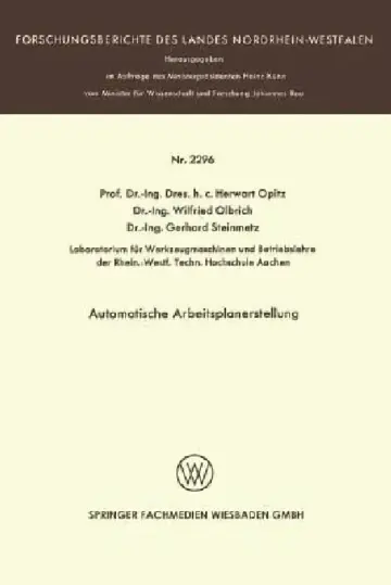 Cover of Automatische Arbeitsplanerstellung