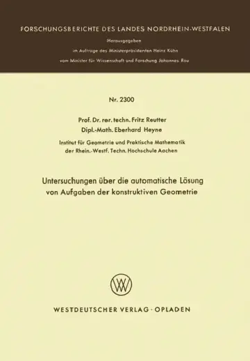 Cover of Untersuchungen Über Die Automatische Lösung Von Aufgaben Der Konstruktiven Geometrie