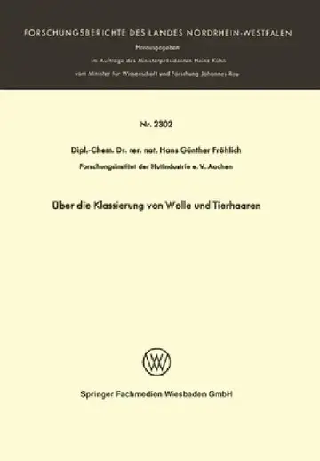 Cover of Über die Klassierung von Wolle und Tierhaaren