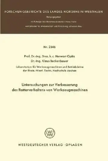 Cover of Untersuchungen Zur Verbesserung Des Ratterverhaltens Von Werkzeugmaschinen