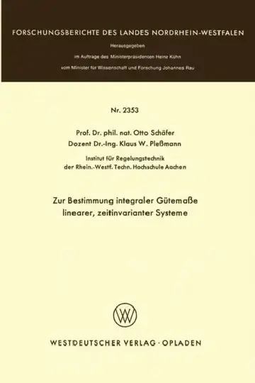 Cover of Zur Bestimmung Integraler Gütemaße Linearer, Zeitinvarianter Systeme