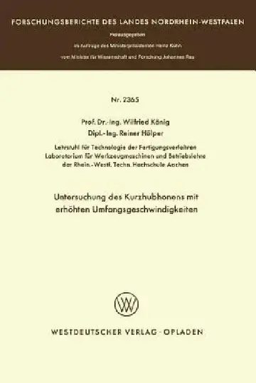 Cover of Untersuchung Des Kurzhubhonens Mit Erhöhten Umfangsgeschwindigkeiten